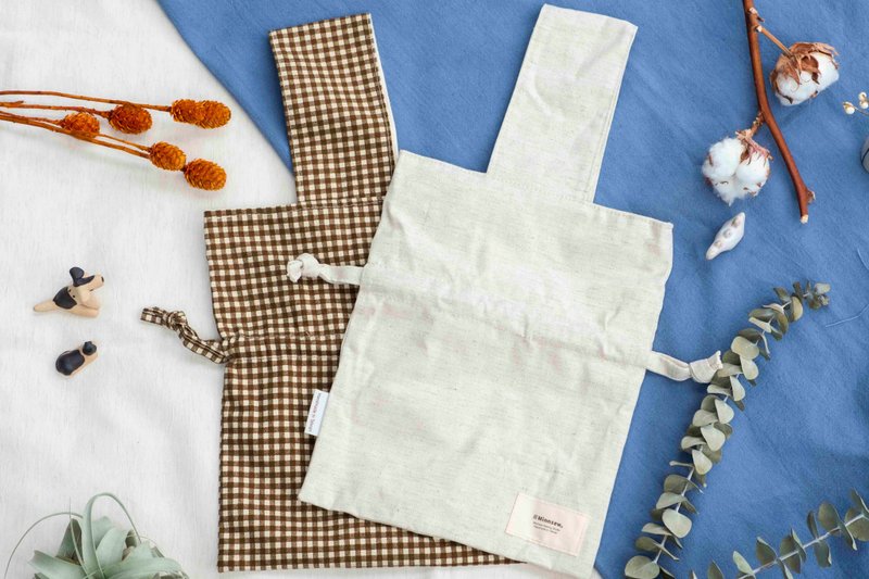 快速出货 | 棉麻手提束口包 - 手提包/手提袋 - 棉．麻 咖啡色