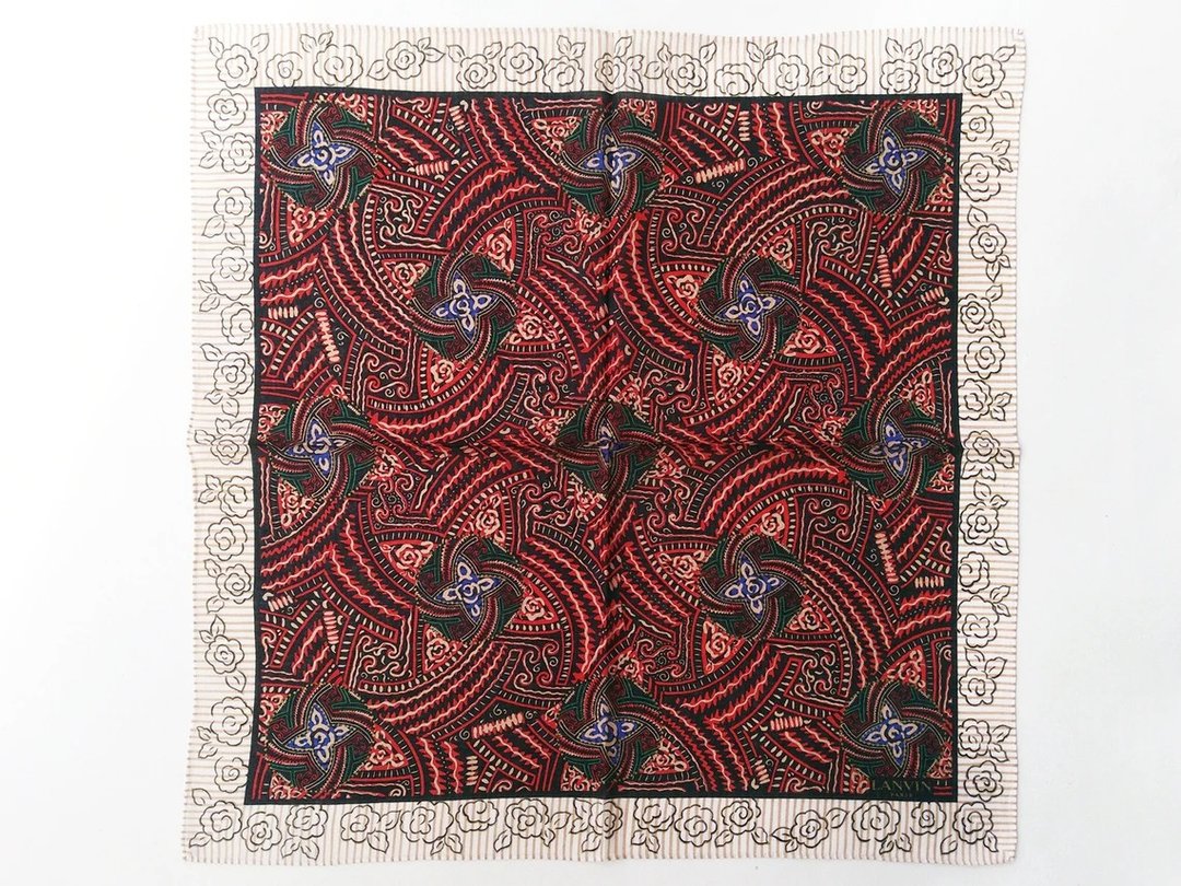 Lanvin Vintage Handkerchief Women Handkerchief  Motifs - 手帕/方巾 - 棉 红色