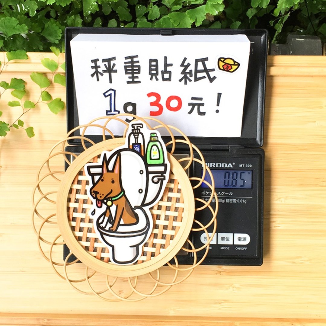 呱嘎嘎秤重小贴纸 - [7] 马桶水洗洗澡 - 贴纸 - 防水材质 多色