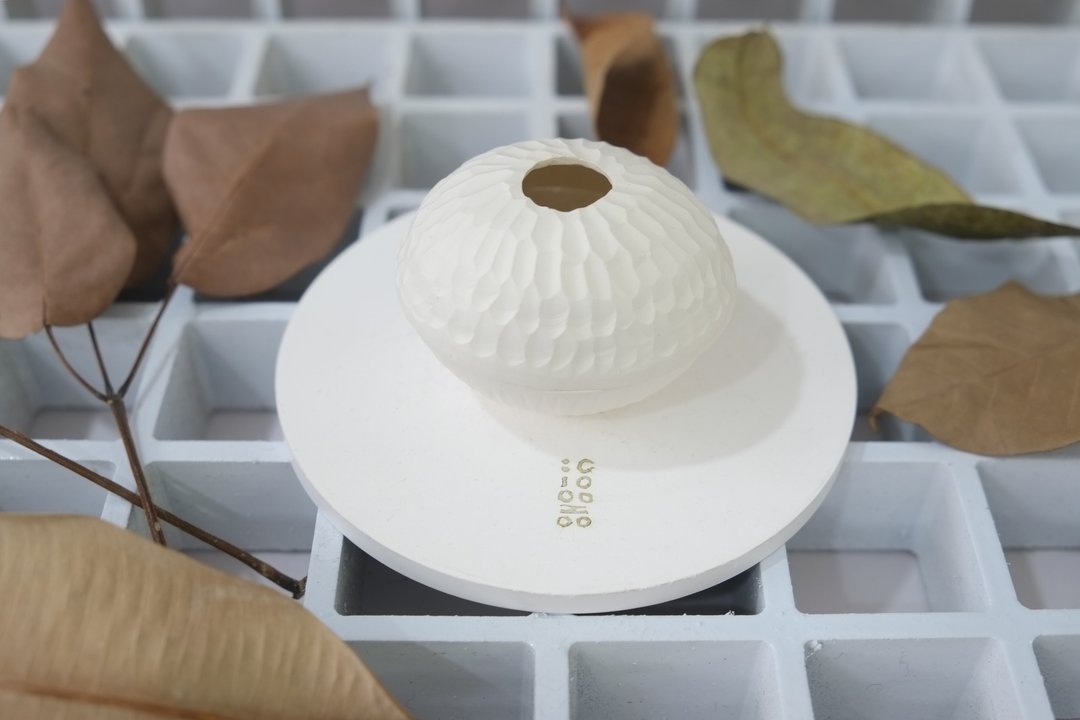陶瓷雕刻白壳盘组 - 植栽/盆栽 - 陶 白色