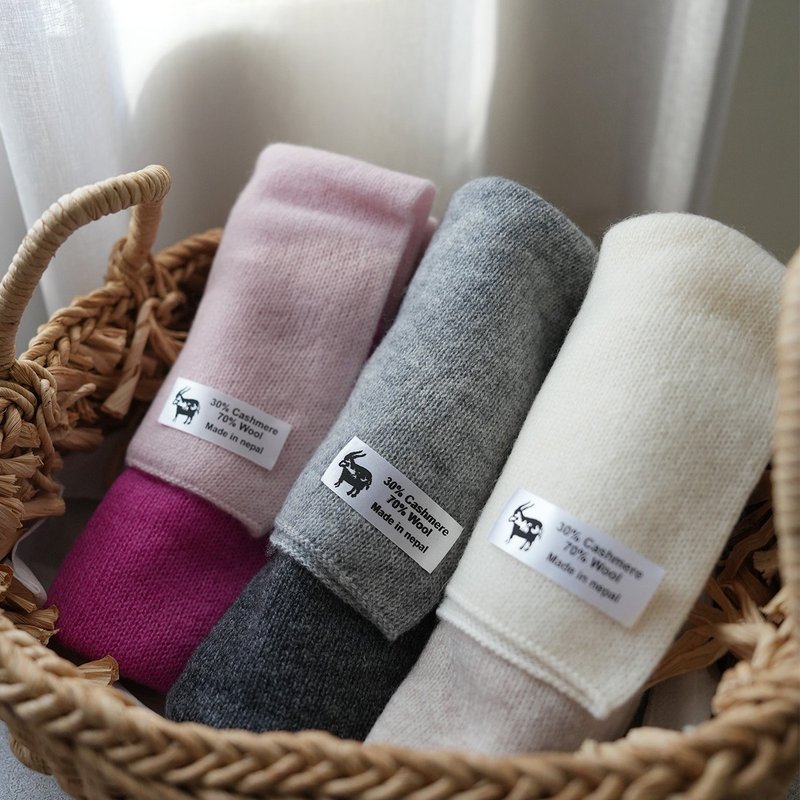 2026新款_70%Wool+30%Cashmere_双色羊毛脖围 - 围巾/披肩 - 羊毛 卡其色