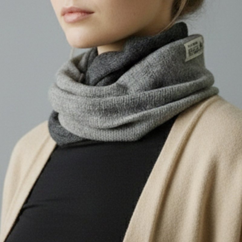 2026新款_70%Wool+30%Cashmere_双色羊毛脖围 - 围巾/披肩 - 羊毛 卡其色