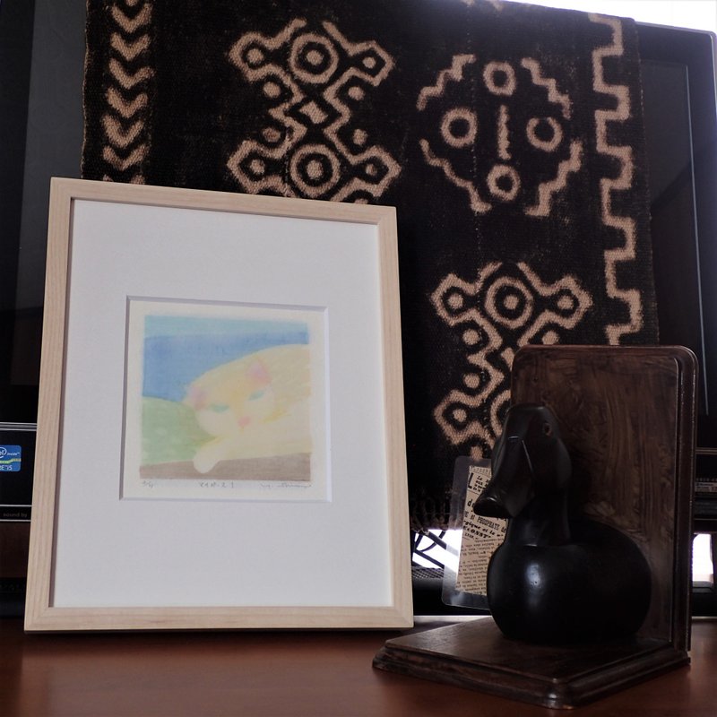 Aqueous woodblock print [My pace 1] Sheet only Yellow Awa Japanese paper - 海报/装饰画/版画 - 纸 黄色