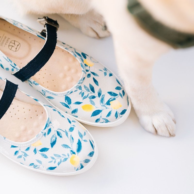 清凉精选【公主日】柠檬花 夏日旅行 玛莉珍鞋 优雅百搭 - 女款休闲鞋 - 棉．麻 多色