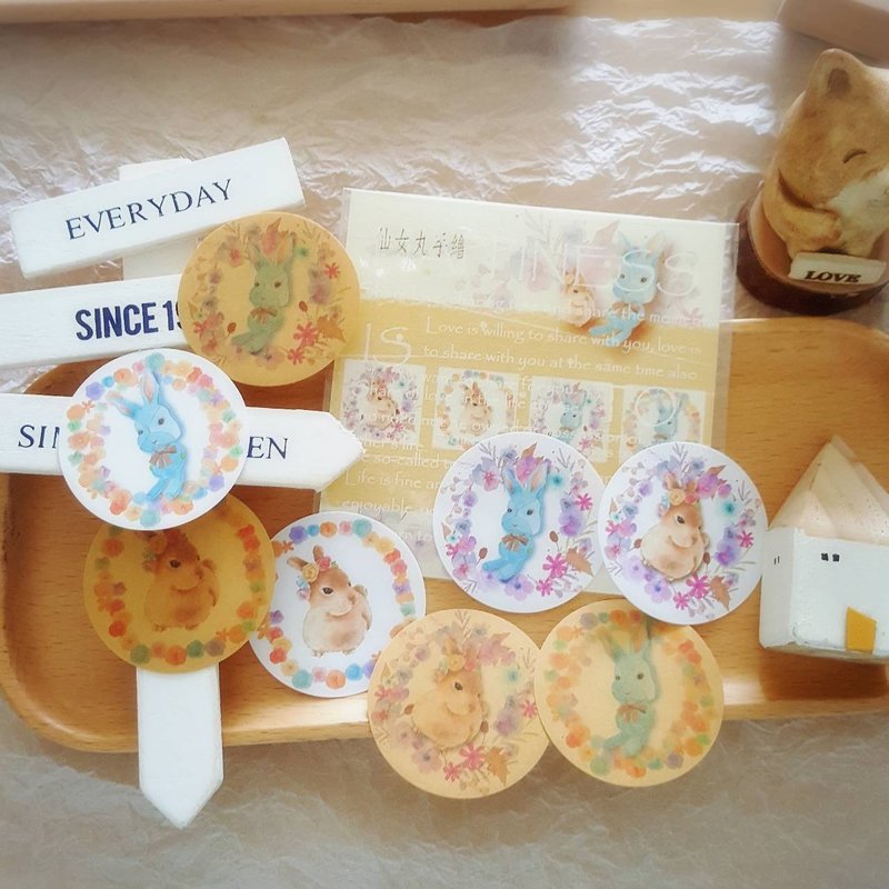 花圈兔兔封口贴 - 贴纸 - 纸 