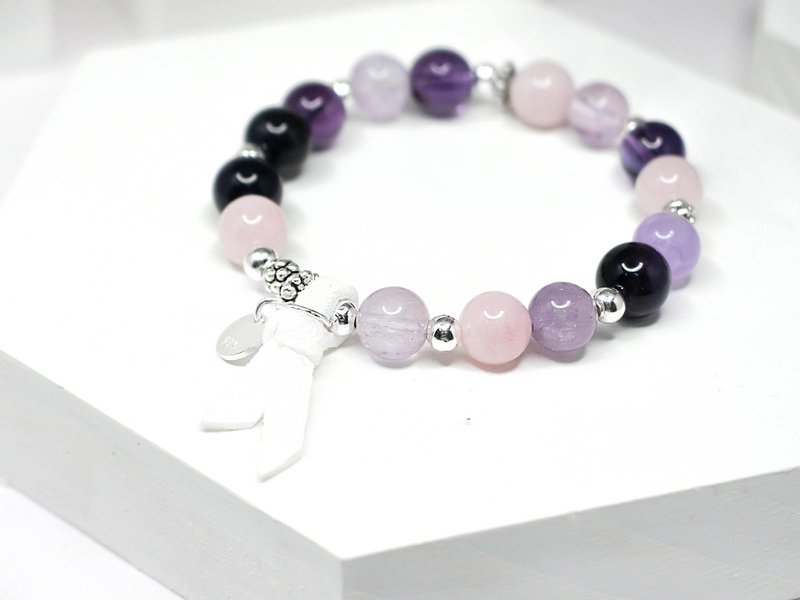 粉紫幻化天然石银手链 │粉紫色系 玥unicorn 925纯银 - 手链/手环 - 宝石 紫色