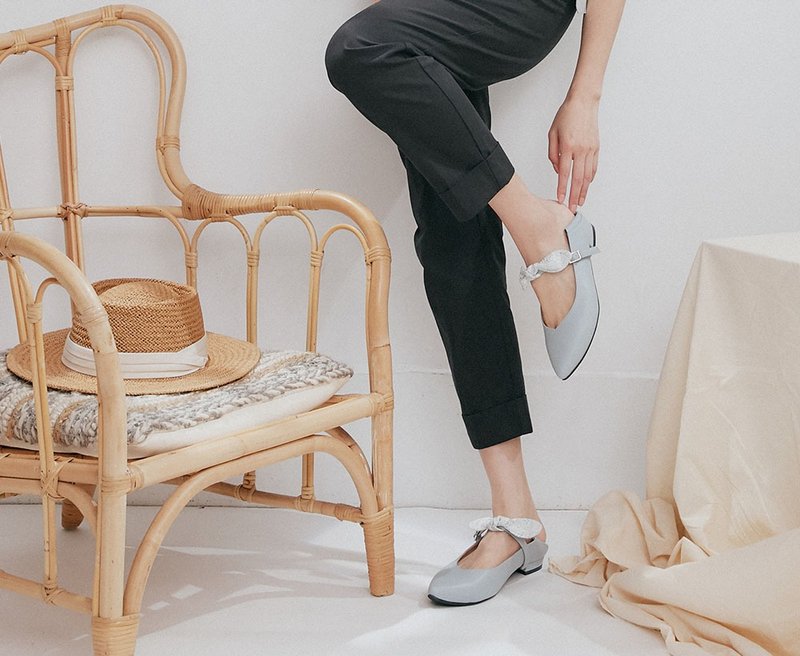 巧变尖头平底玛丽珍鞋 友善尺码23.5-27.5_粉蓝 - 玛莉珍鞋 - 人造皮革 蓝色