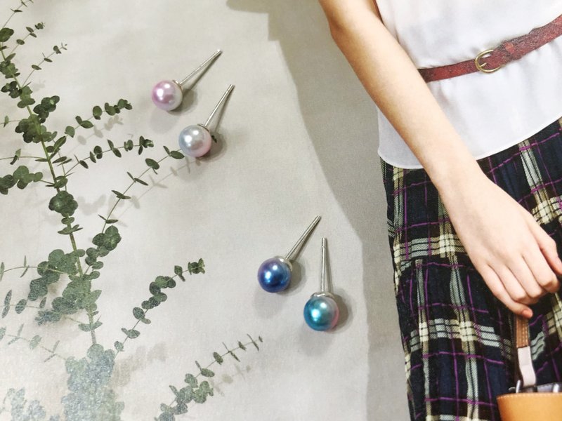 //人鱼眼泪// 纯银 日系幻彩珍珠 耳环  - 耳环/耳夹 - 纯银 多色