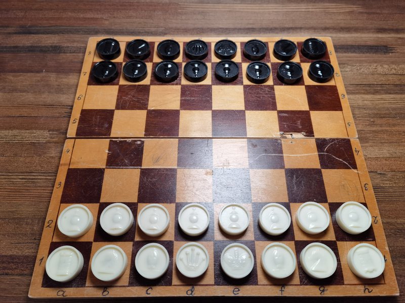 Checkers chess 2in1 set USSR Latvia wooden vintage chess board 29x29cm - 桌游/玩具 - 木头 
