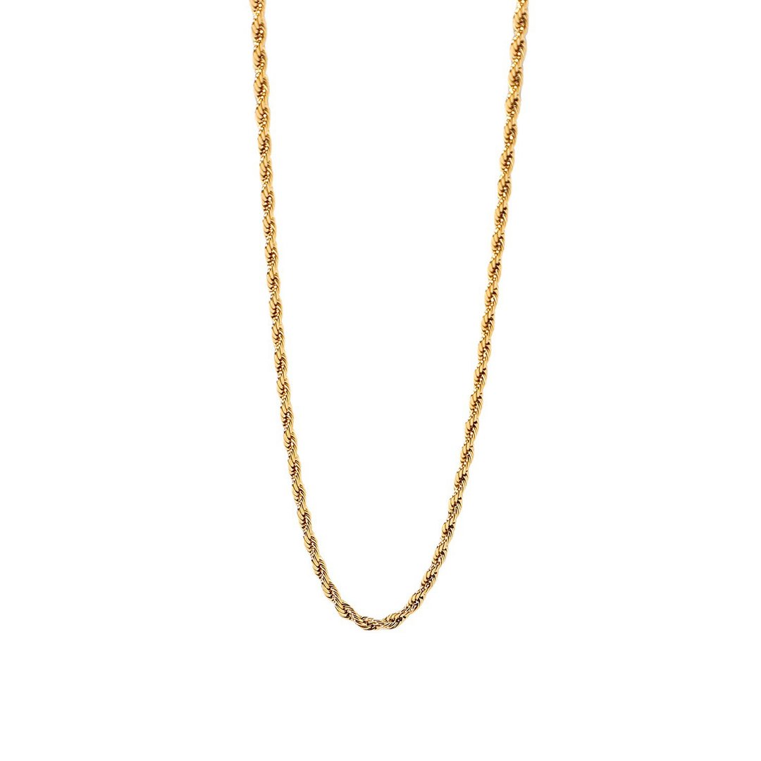 新品! ANJI 18K 镀金 细款 麻花链 女 吊坠 项链 - 项链 - 不锈钢 黄色