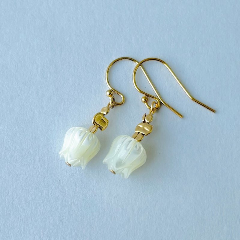 珍珠母贝小铃兰耳环 全14K包金 耳环 - 耳环/耳夹 - 珍珠 