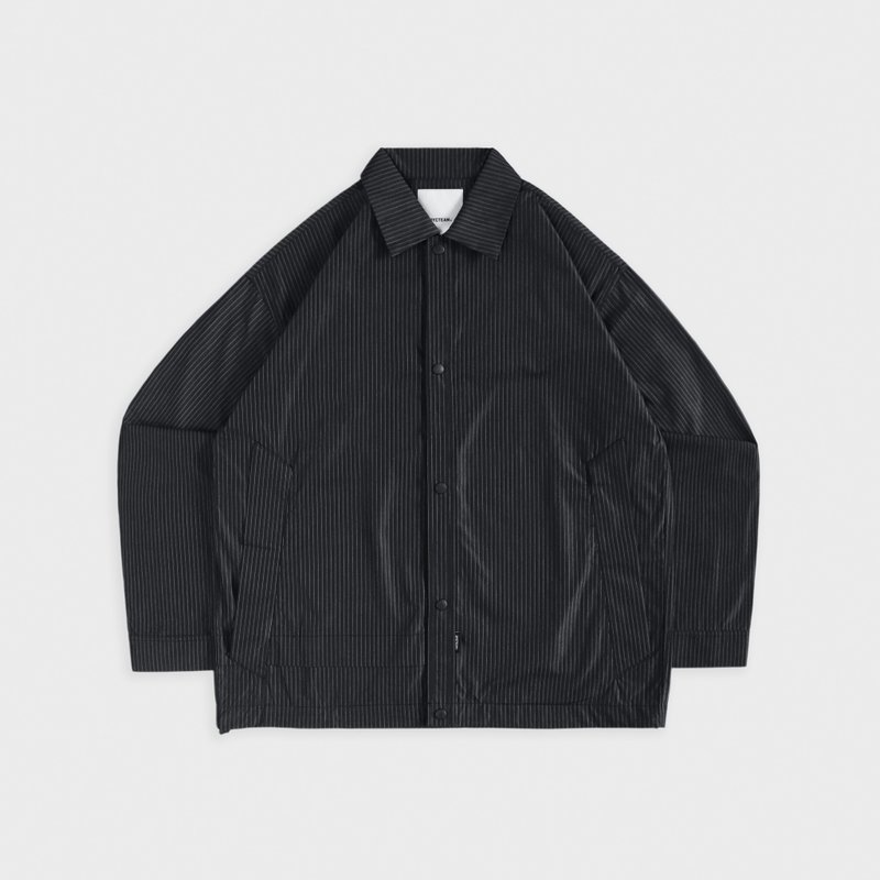 DYCTEAM - CN条纹_宽松衬衫抽绳外套 - 男装外套 - 其他材质 黑色