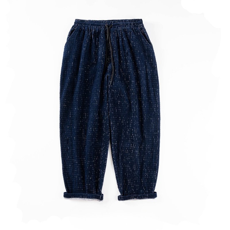 【神海纹下着  星蓝】原创日系羽织复古宽裤 - 男士长裤 - 棉．麻 