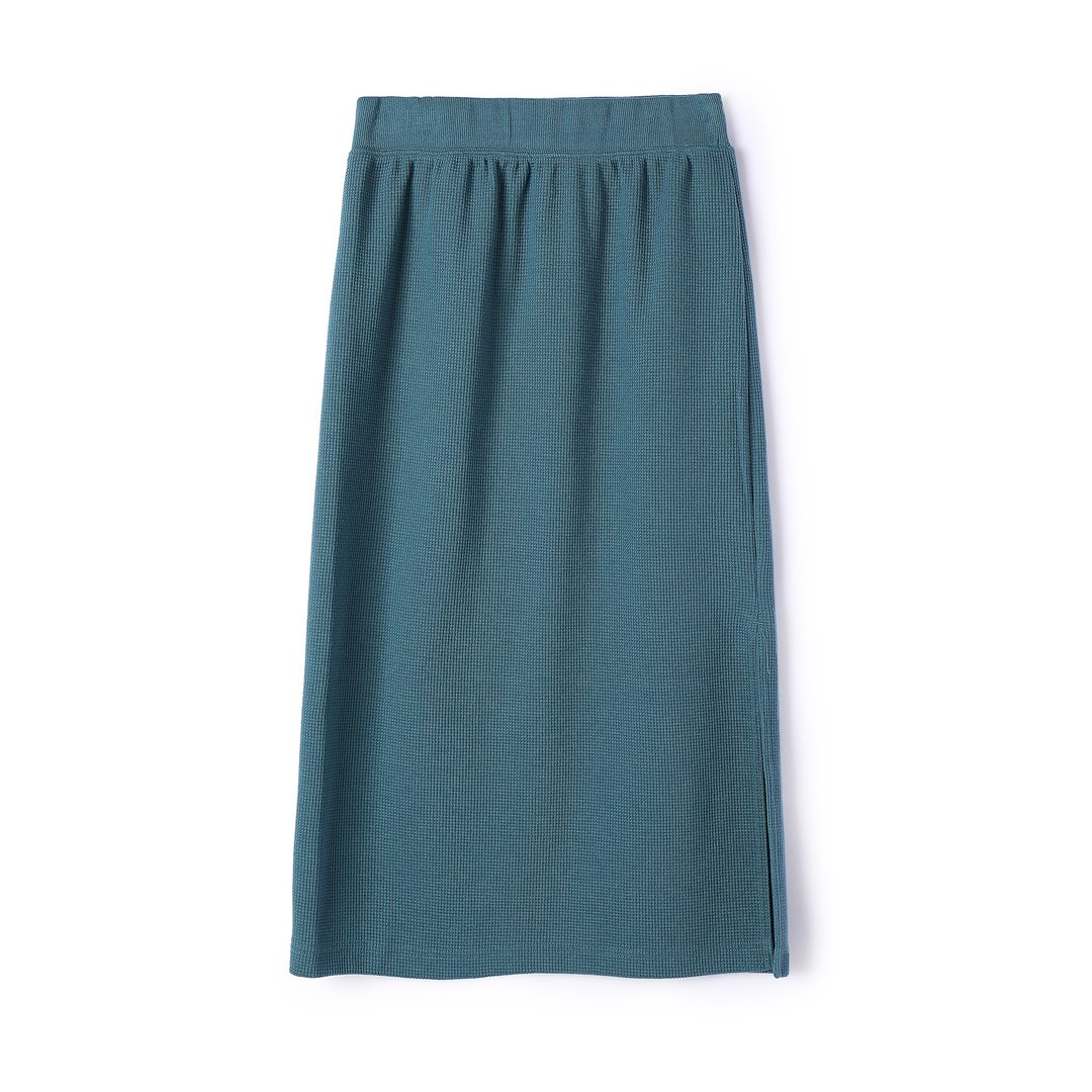WAFFLE SKIRT 湖水绿 窝夫格针织 高端休闲 裙子 - 裙子 - 棉 
