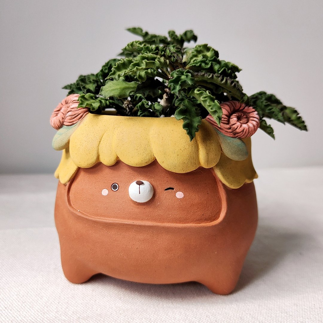 Petal the Planter. handmade pot with drainage hole. - 花瓶/陶器 - 陶 