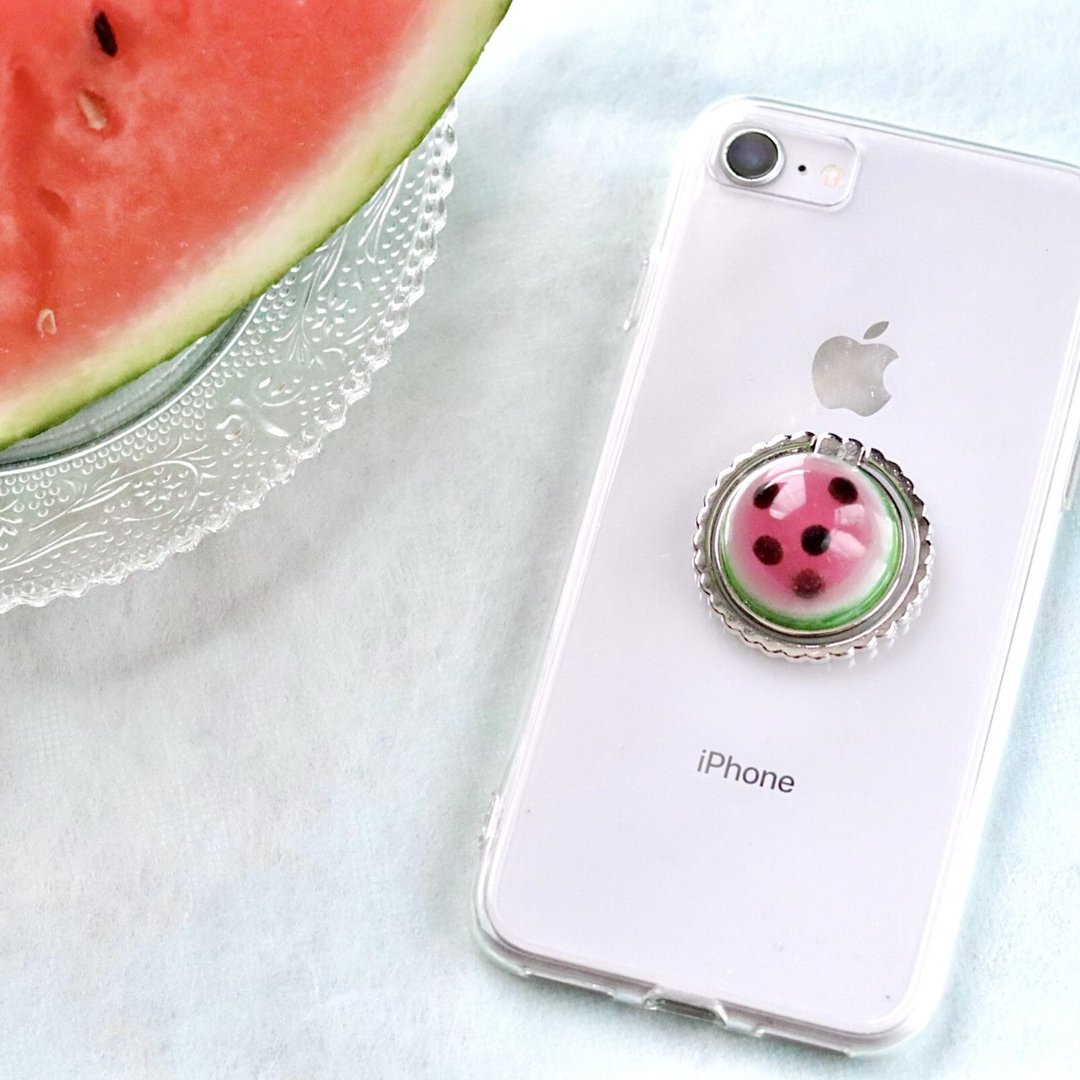 Watermelon smartphone ring that feels summer - 手机配件 - 树脂 红色