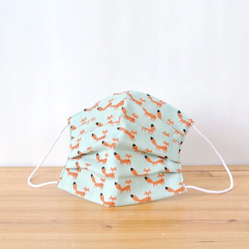 handmade mask Fox Powderblue - 口罩 - 棉．麻 蓝色