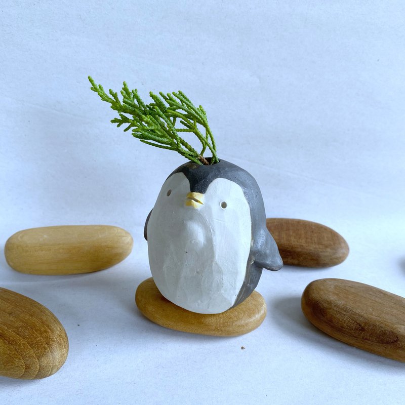 企鹅造型花瓶 / 手工陶瓷 - 花瓶/陶器 - 陶 黑色