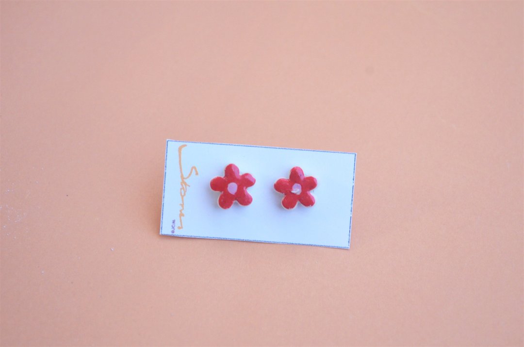 ceramic earrings blossom 021 - 耳环/耳夹 - 陶 多色