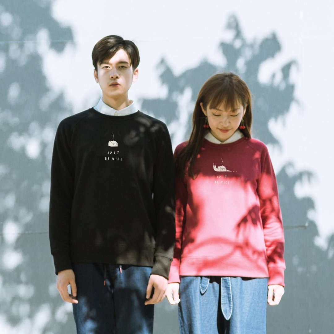 skov 独立品牌 蜗牛和家 秋冬装 毛圈圆领卫衣 情侣装 休闲文艺 - 女装上衣 - 棉 黑色