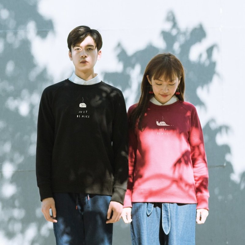 skov 独立品牌 蜗牛和家 秋冬装 毛圈圆领卫衣 情侣装 休闲文艺 - 女装上衣 - 棉．麻 黑色