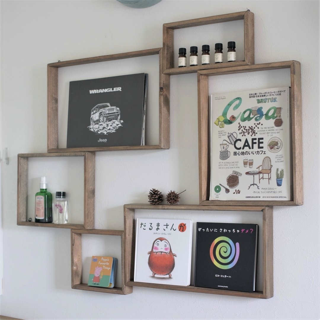wall book rack 340*775*45 - 书架/书挡 - 木头 咖啡色