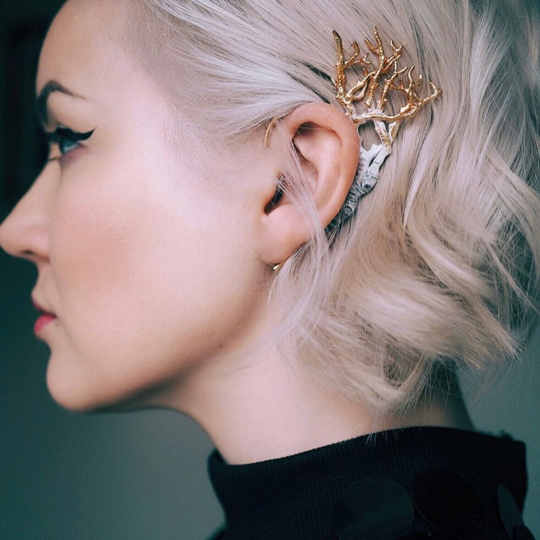 Snowy Branch EarCuff - 耳环/耳夹 - 其他金属 灰色