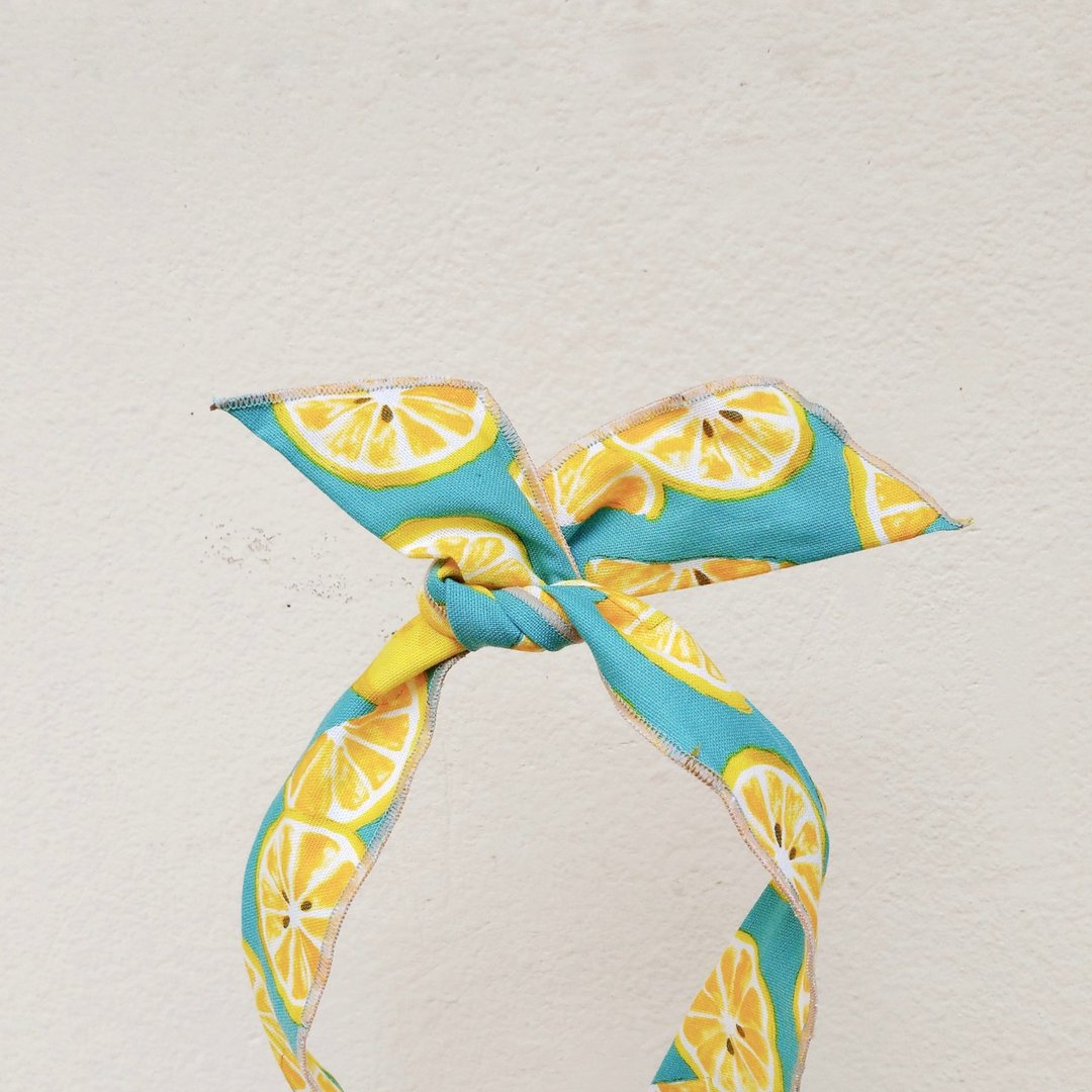 小牛村 手工 铝线发带 水果插画【沁夏柠檬-湖水绿】 - 发饰 - 棉．麻 绿色