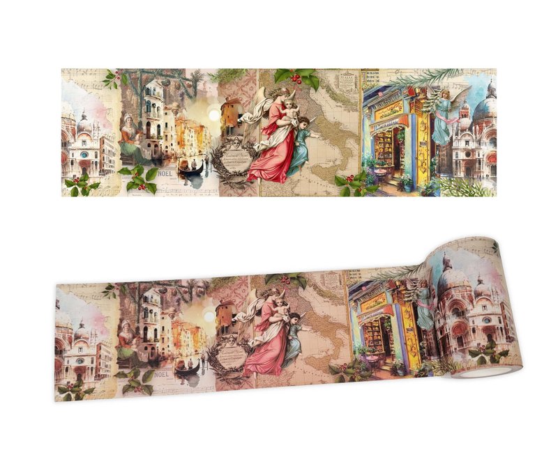 Vintage Christmas in Italy Extra Wide (10 cm / 4 inches) was - 纸胶带 - 纸 多色