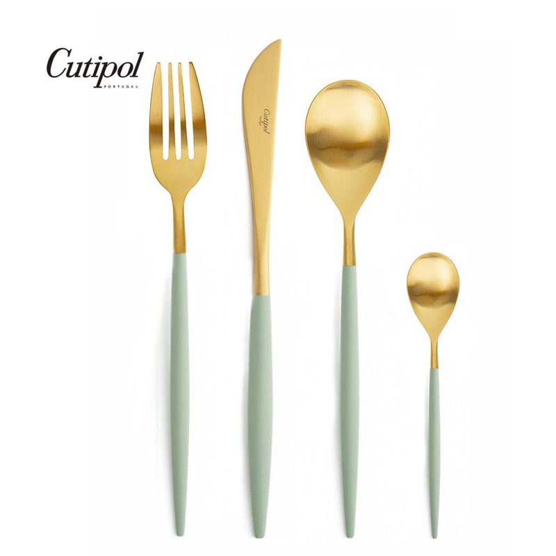 葡萄牙 Cutipol MIO  青玉金 主餐四件组(刀叉匙+咖啡匙) - 餐刀/叉/匙组合 - 不锈钢 绿色