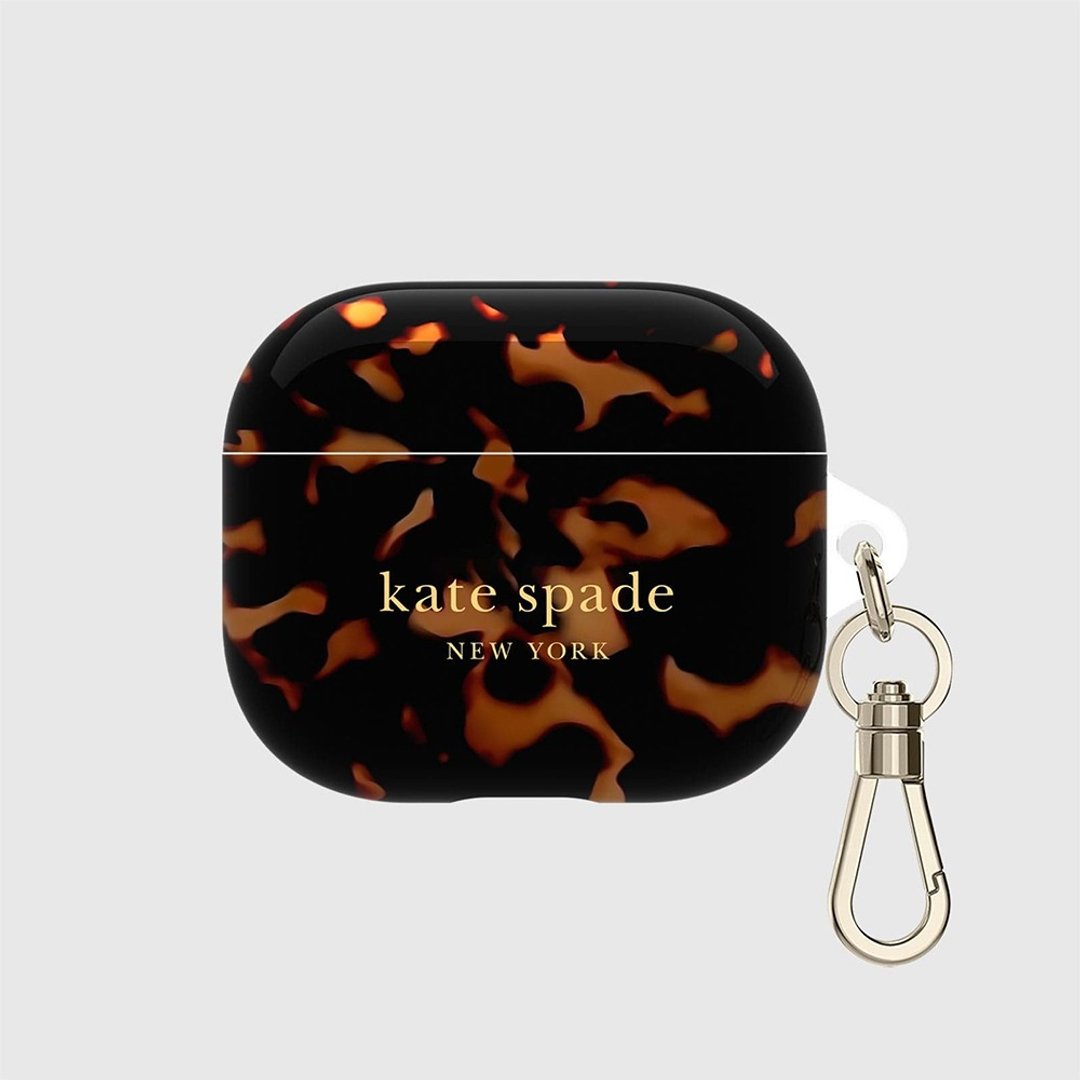 【kate spade】AirPods 3 精品耳机套 华丽玳瑁 - 耳机收纳 - 塑料 咖啡色