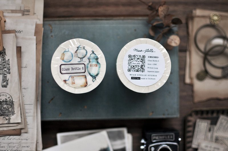 采集玻璃瓶6 和纸纸胶带– 4cm - 纸胶带 - 纸 多色