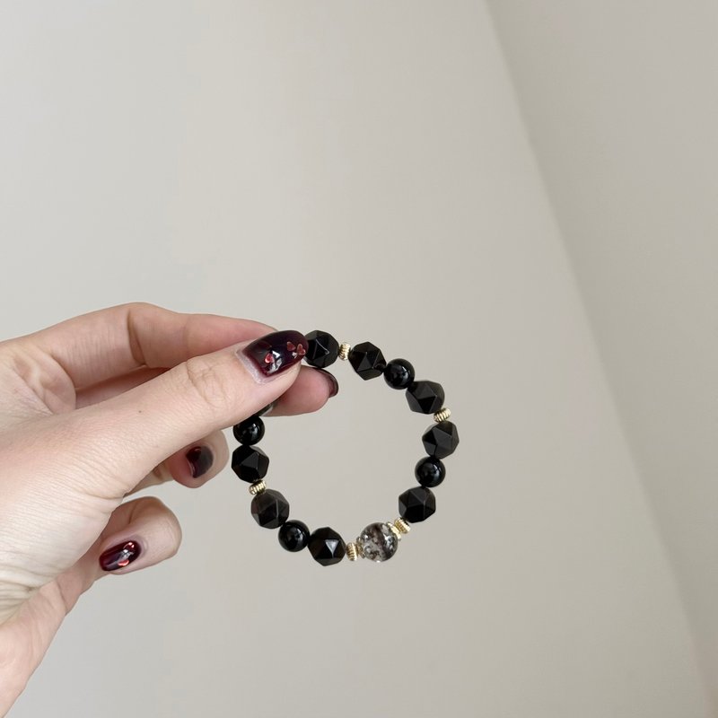 Mimis设计款 黑金墨影 胎毛水晶手链 - 婴儿饰品 - 水晶 