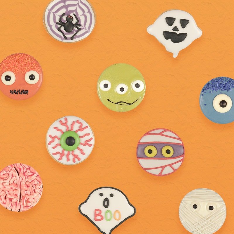 <万圣节限定>巧克力饼干五入礼盒 - 手工饼干 - 新鲜食材 橘色