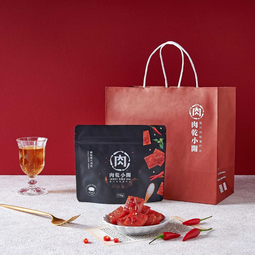 辣味厚片肉干 高雄左营40年老店口味 在地新鲜辣椒 蜜汁厚切 手工 - 肉干/肉松 - 其他材质 红色