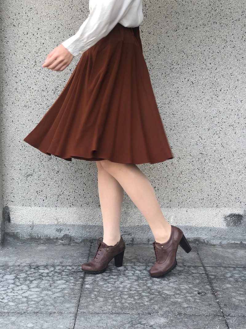 咖啡高腰裙 - 裙子 - 其他材质 