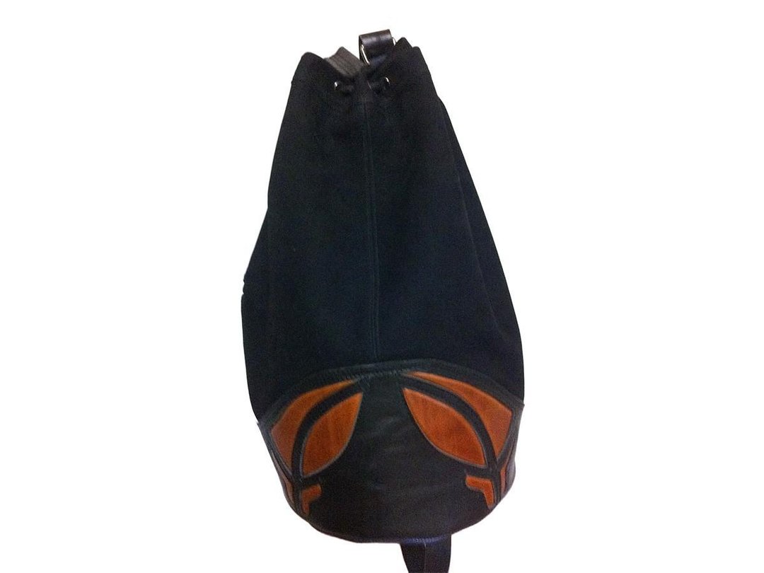 Nubuck drawstring bag - 侧背包/斜挎包 - 真皮 黑色