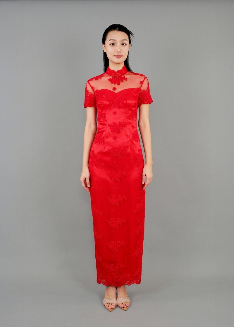 Rosemary露背直身新娘旗袍 |香港设计 - 晚装/礼服 - 其他材质 红色