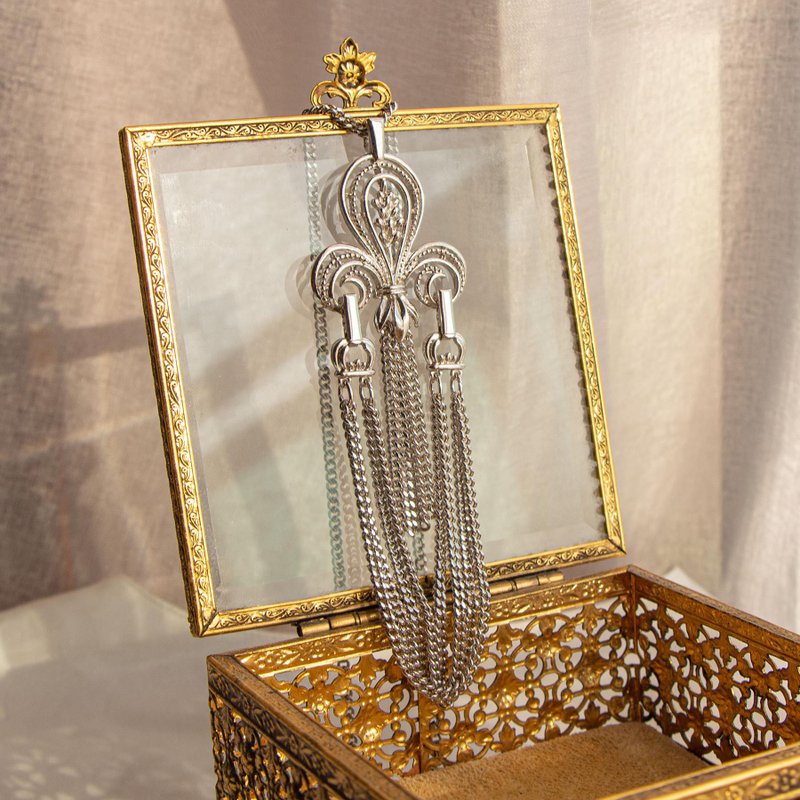 美国Sarah Coventry品牌1970s古董 鸢尾花造型二合一流苏银色项链 - 项链 - 其他金属 银色