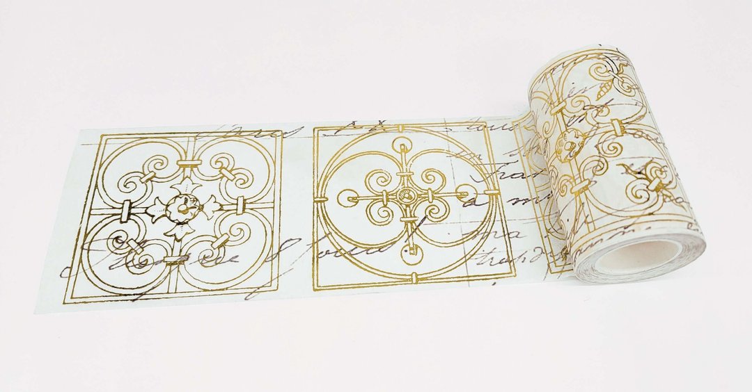 Mediterranean Italian Spanish gold tiles washi tape - 纸胶带 - 纸 金色