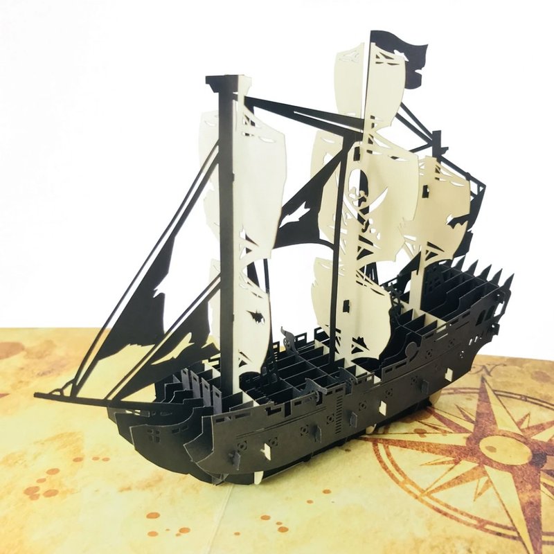 日本 POP-up 纸雕3D立体卡片 海盗船 - 卡片/明信片 - 纸 