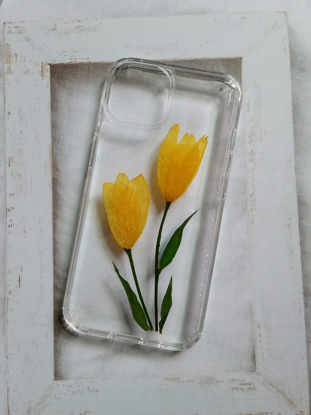 手作押花手机保护壳| iPhone 13 | 阳光下的花 - 手机壳/手机套 - 塑料 黄色