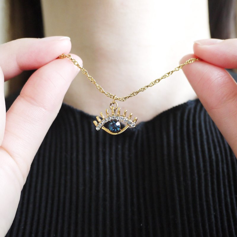 蓝眼睛设计款项链 - 项链 - 宝石 蓝色