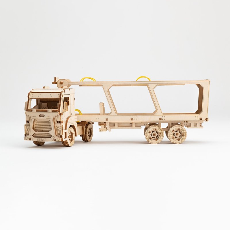 偷偷为男友准备的手工礼物WOODEN CITY Car Carrier Truck - 木工/竹艺/纸艺 - 木头 卡其色