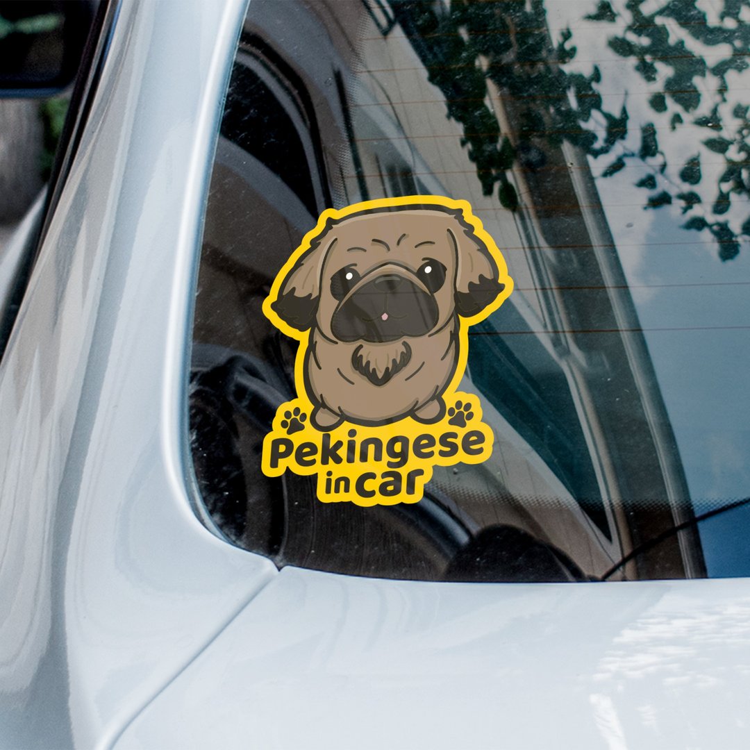 Pekingese in car 北京犬汽车贴 - 贴纸 - 防水材质 多色