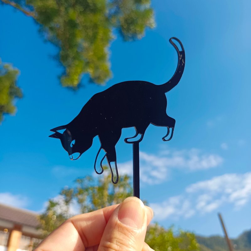 角落小剧场/趣味植栽造型装饰/喵星人系列/好奇喵/疗愈小物 - 摆饰 - 压克力 黑色