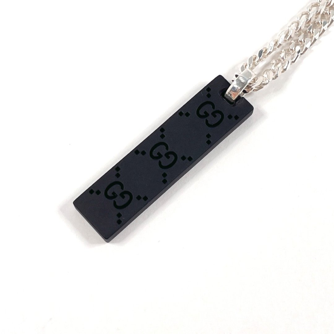 【日本直送 中古美品】Gucci (GUCCI) 项链 GG标志 链坠 925银/皮革 黑色 配件 已重新抛光 男士 - 项链 - 纯银 银色
