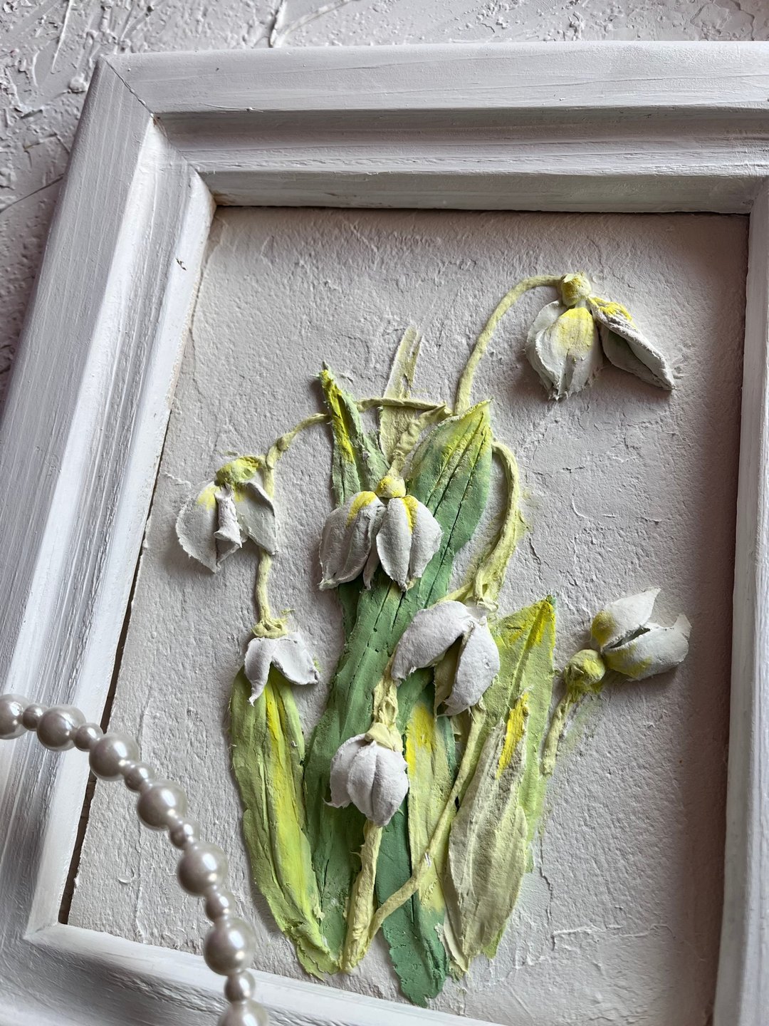 白色花朵画 3D 花卉艺术花卉画雕塑画 - 墙贴/壁贴 - 其他材质 白色