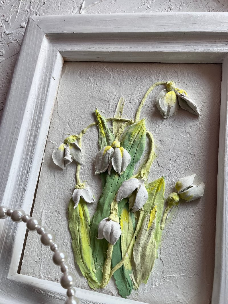 白色花朵画 3D 花卉艺术花卉画雕塑画 - 墙贴/壁贴 - 其他材质 白色