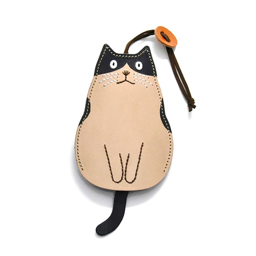 Cat key case Large size Hachiware cat - 钥匙链/钥匙包 - 真皮 